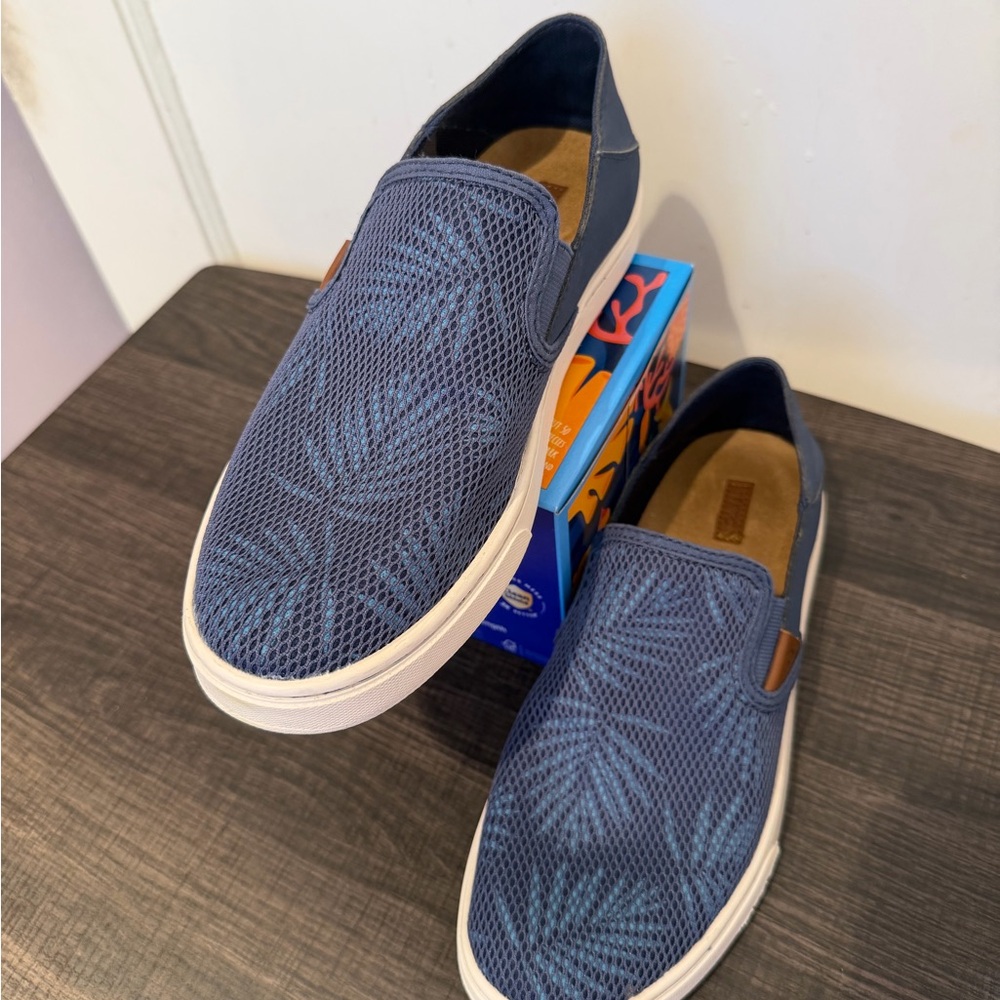Olukai Pehuea Women's Blue Palm Mesh Slip On Sneakers Size 8 - Picture 7 of 13